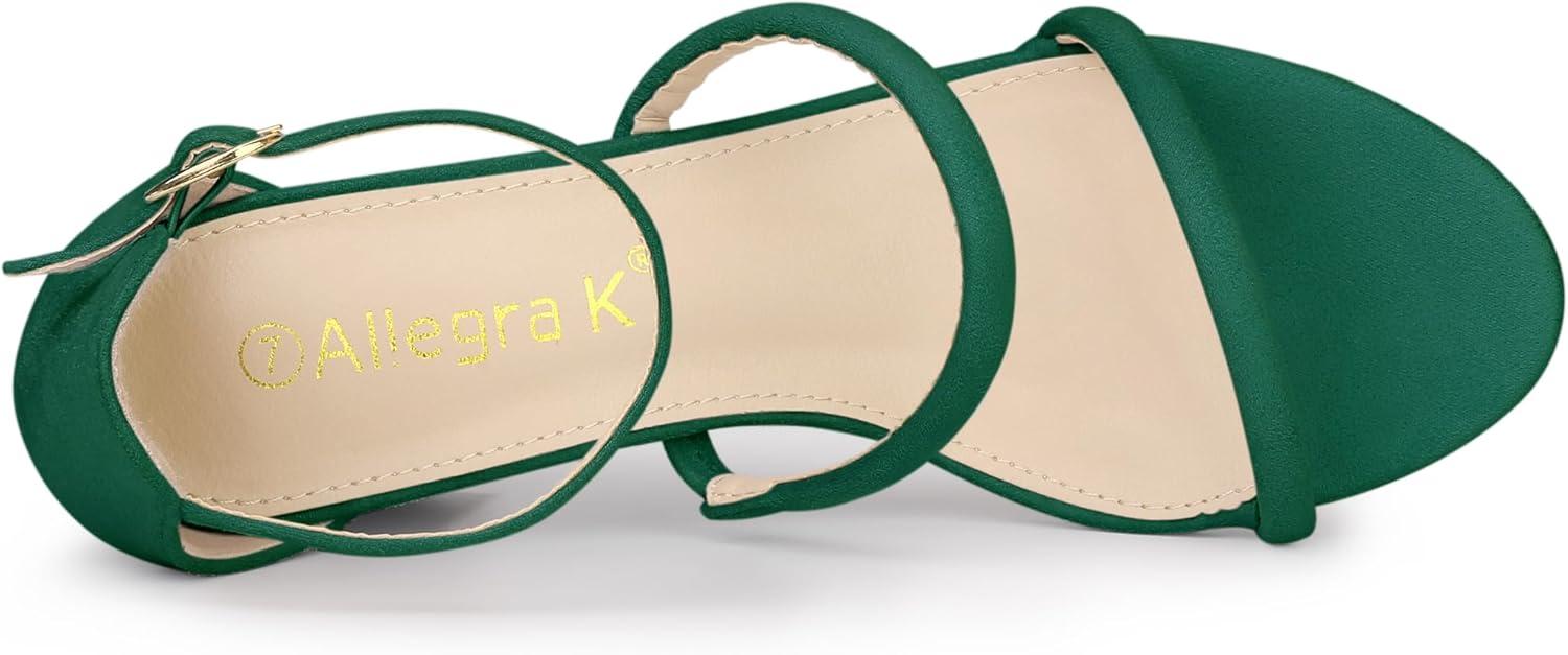 imageAllegra K Womens Open Toe Ankle Strap Chunky Heels SandalsGreen