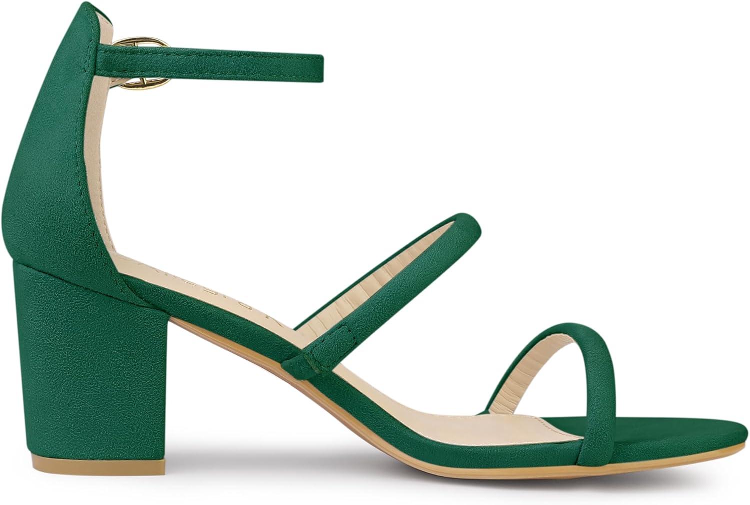 imageAllegra K Womens Open Toe Ankle Strap Chunky Heels SandalsGreen