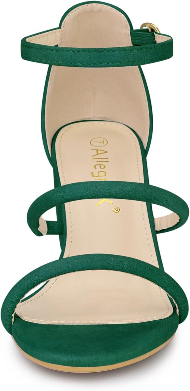 imageAllegra K Womens Open Toe Ankle Strap Chunky Heels SandalsGreen
