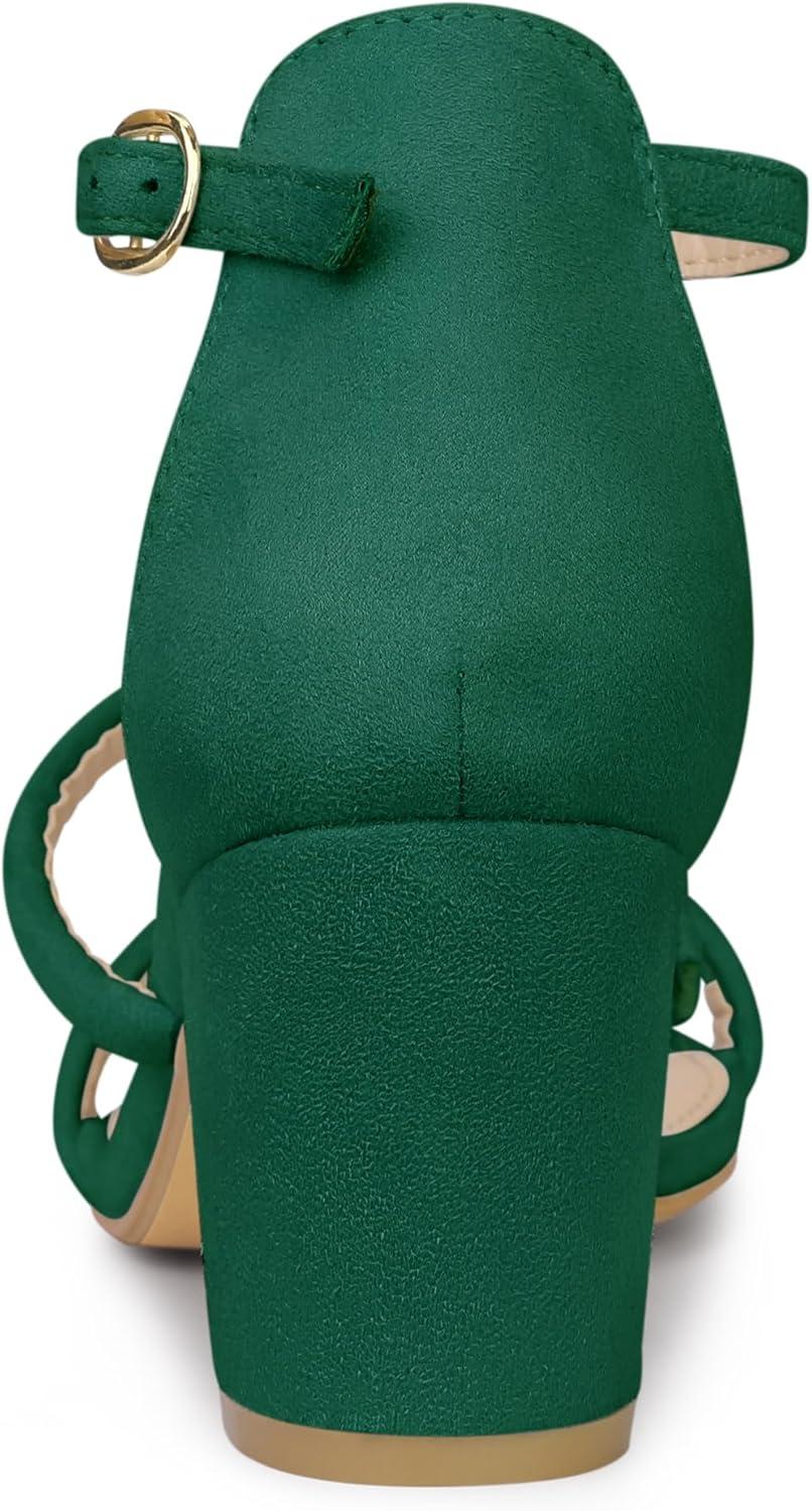 imageAllegra K Womens Open Toe Ankle Strap Chunky Heels SandalsGreen