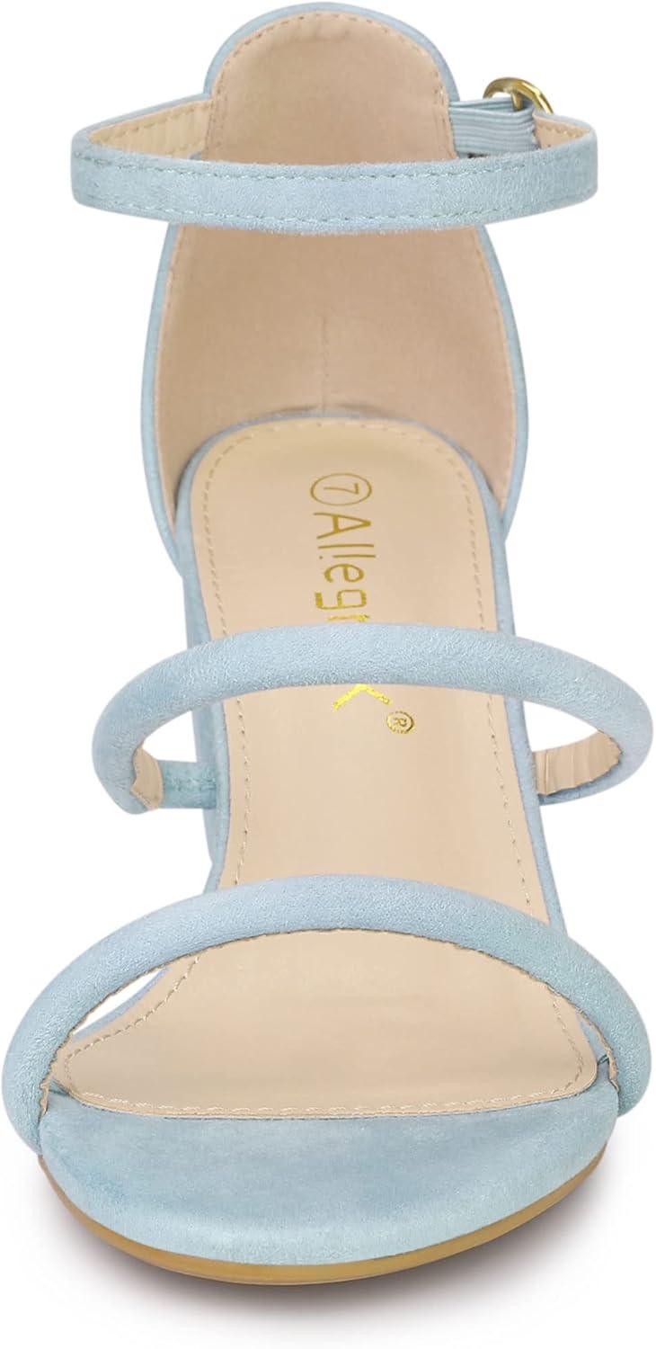 imageAllegra K Womens Open Toe Ankle Strap Chunky Heels SandalsSky Blue