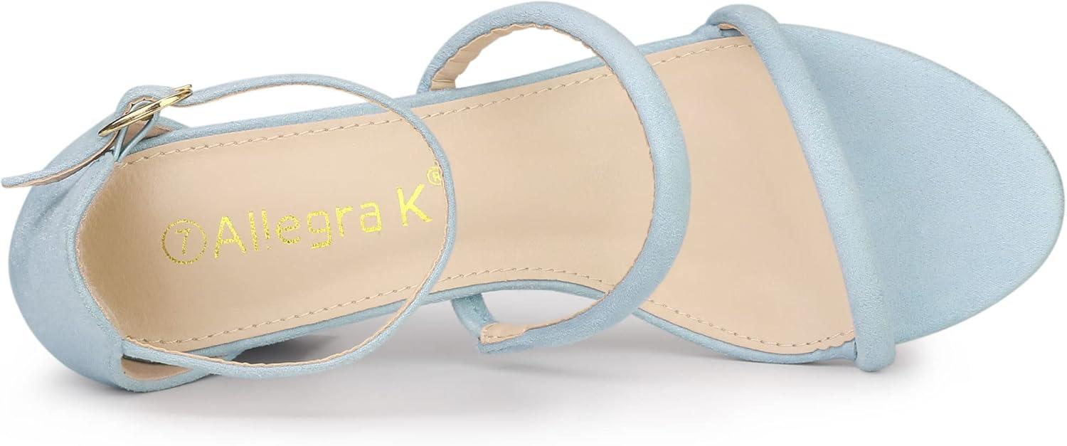 imageAllegra K Womens Open Toe Ankle Strap Chunky Heels SandalsSky Blue