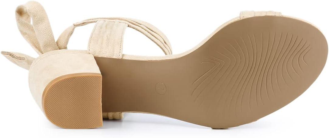 imageAllegra K Womens Open Toe Ankle Tie Back Block Heels SandalsBeige