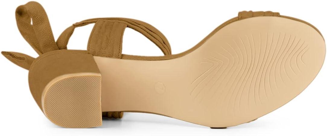 imageAllegra K Womens Open Toe Ankle Tie Back Block Heels SandalsBrown