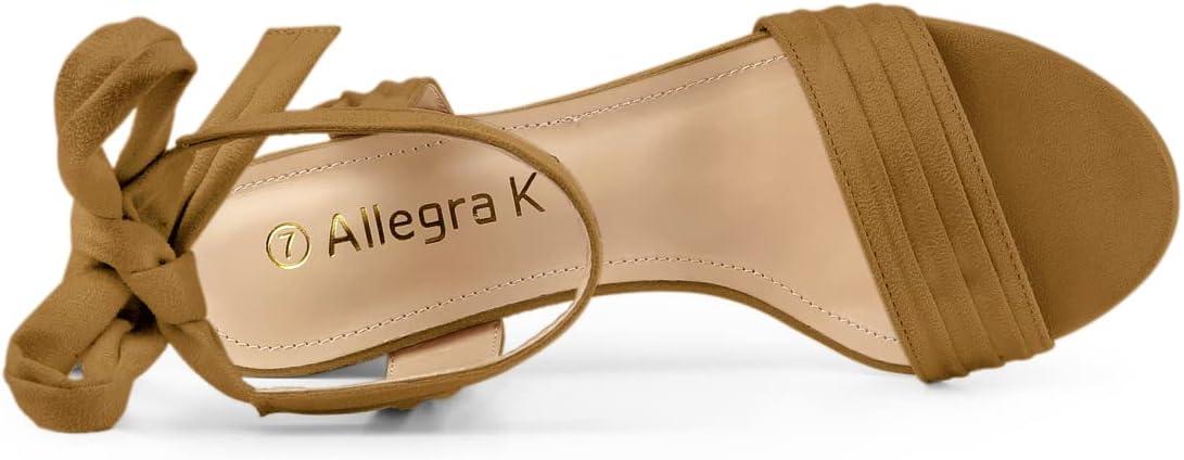 imageAllegra K Womens Open Toe Ankle Tie Back Block Heels SandalsBrown