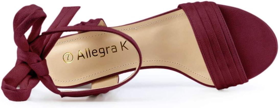 imageAllegra K Womens Open Toe Ankle Tie Back Block Heels SandalsBurgundy