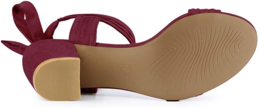 imageAllegra K Womens Open Toe Ankle Tie Back Block Heels SandalsBurgundy