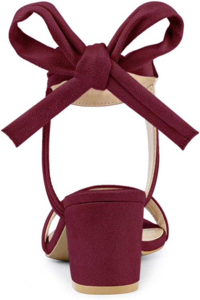 imageAllegra K Womens Open Toe Ankle Tie Back Block Heels SandalsBurgundy
