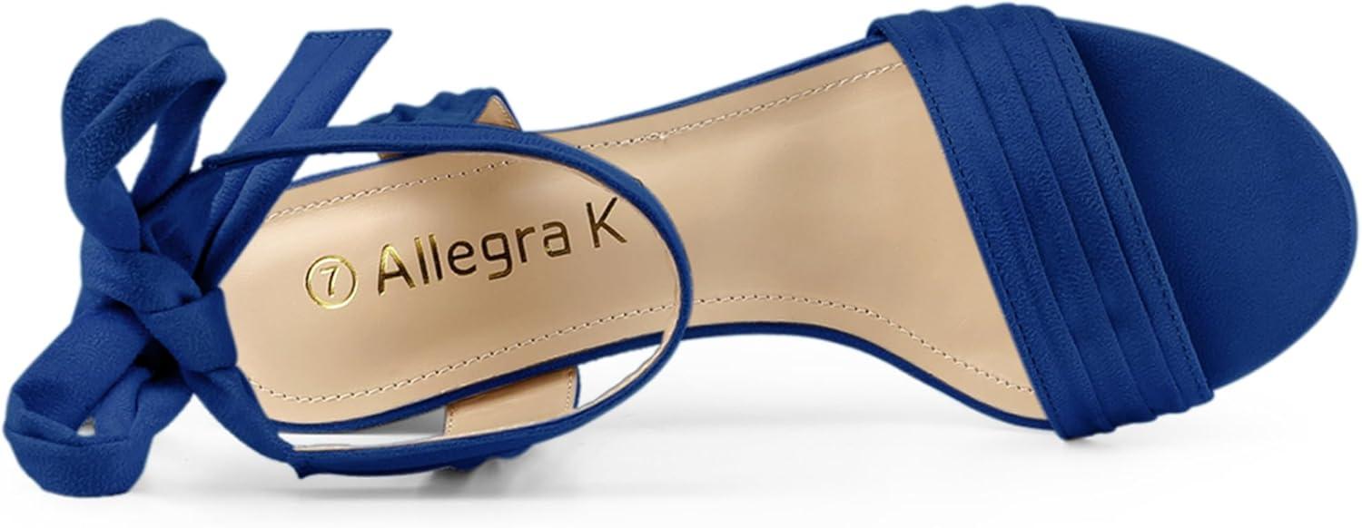 imageAllegra K Womens Open Toe Ankle Tie Back Block Heels SandalsDeep Blue