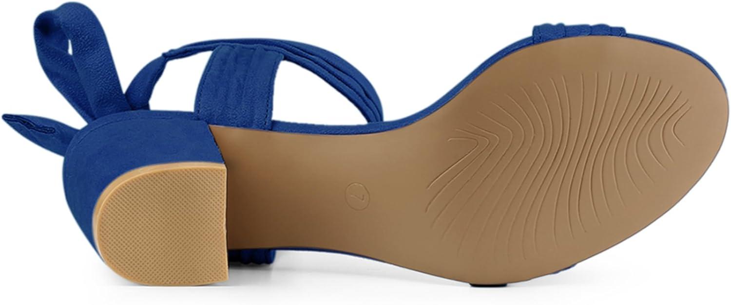 imageAllegra K Womens Open Toe Ankle Tie Back Block Heels SandalsDeep Blue
