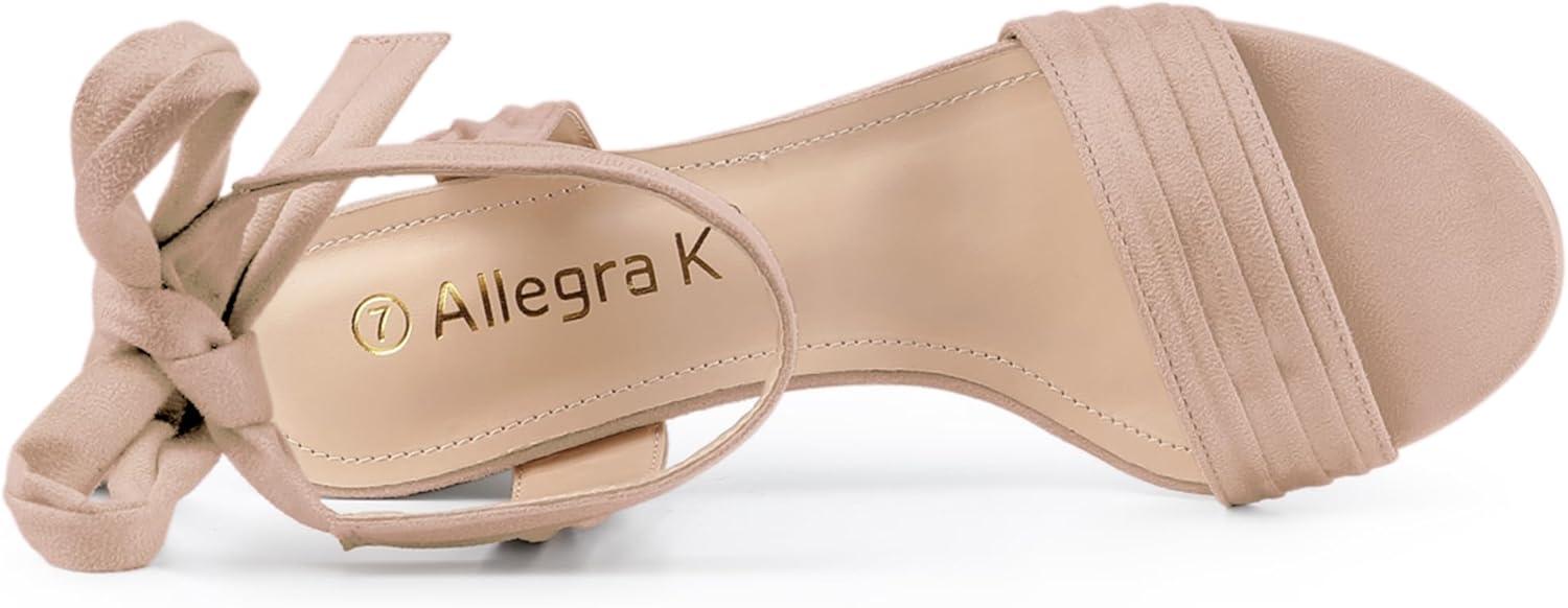 imageAllegra K Womens Open Toe Ankle Tie Back Block Heels SandalsDust Pink