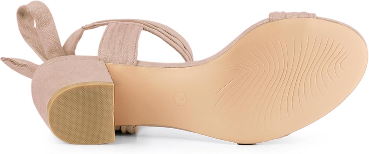 imageAllegra K Womens Open Toe Ankle Tie Back Block Heels SandalsDust Pink