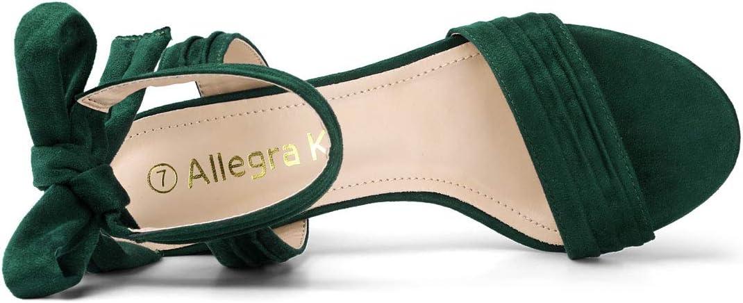 imageAllegra K Womens Open Toe Ankle Tie Back Block Heels SandalsGreen