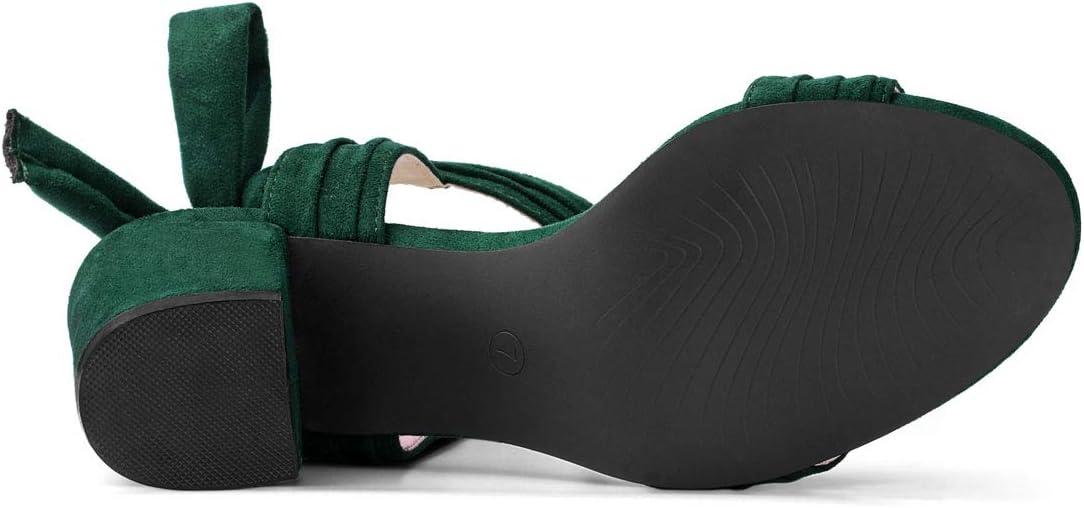 imageAllegra K Womens Open Toe Ankle Tie Back Block Heels SandalsGreen