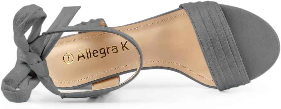 imageAllegra K Womens Open Toe Ankle Tie Back Block Heels SandalsGrey