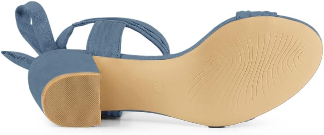 imageAllegra K Womens Open Toe Ankle Tie Back Block Heels SandalsHaze Blue