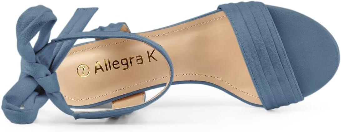imageAllegra K Womens Open Toe Ankle Tie Back Block Heels SandalsHaze Blue
