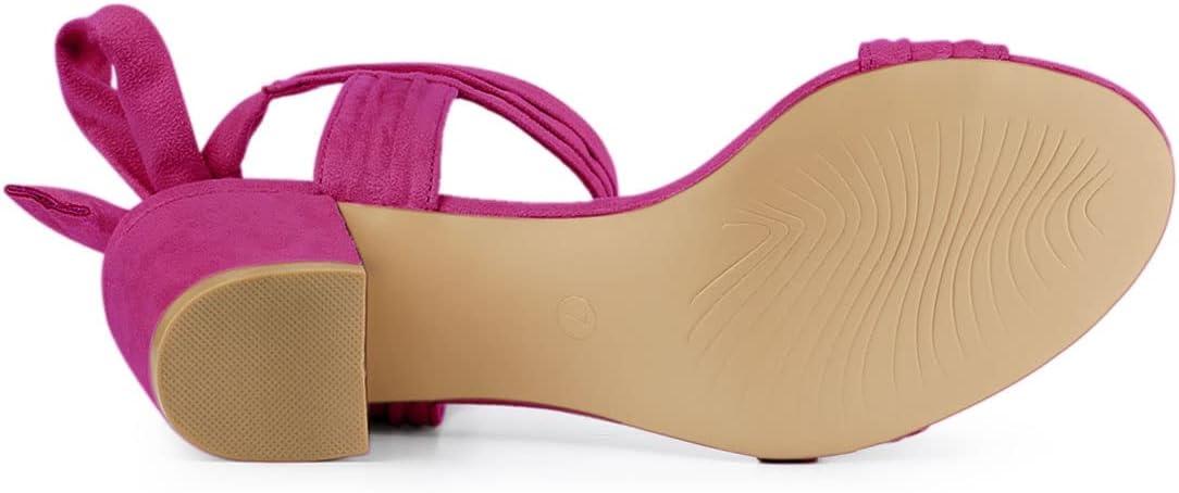 imageAllegra K Womens Open Toe Ankle Tie Back Block Heels SandalsHot Pink