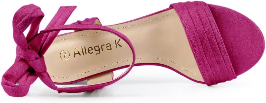 imageAllegra K Womens Open Toe Ankle Tie Back Block Heels SandalsHot Pink