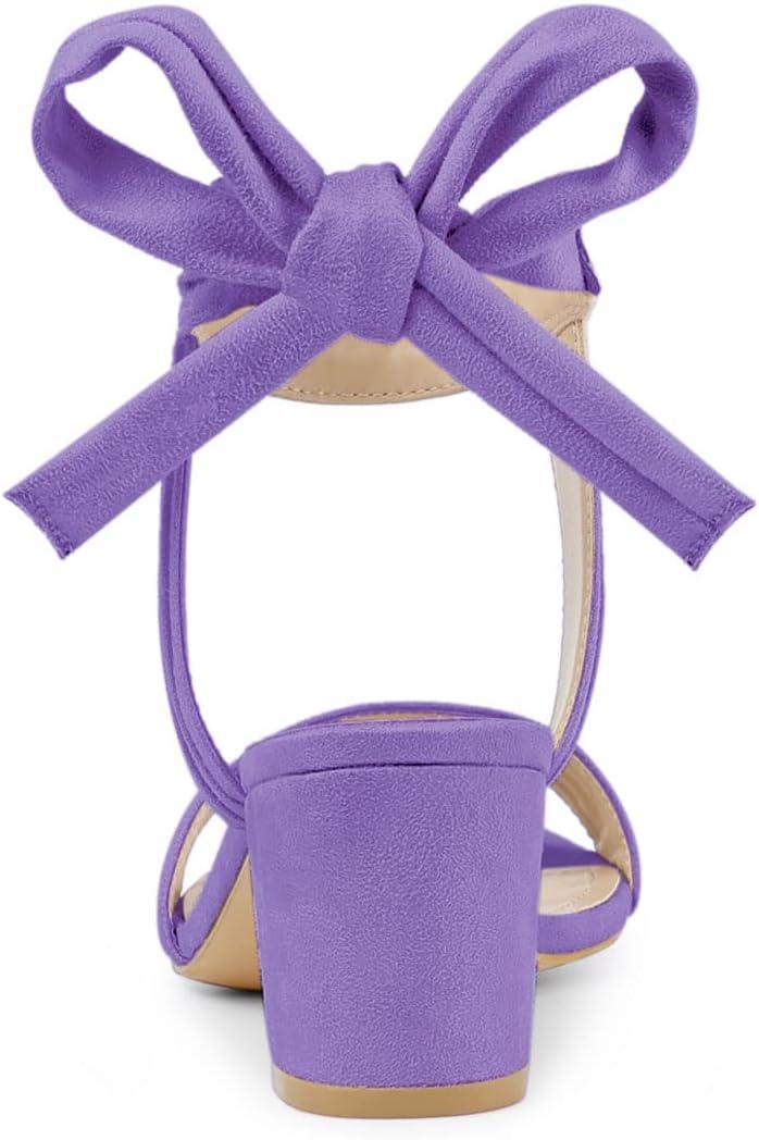 imageAllegra K Womens Open Toe Ankle Tie Back Block Heels SandalsPurple