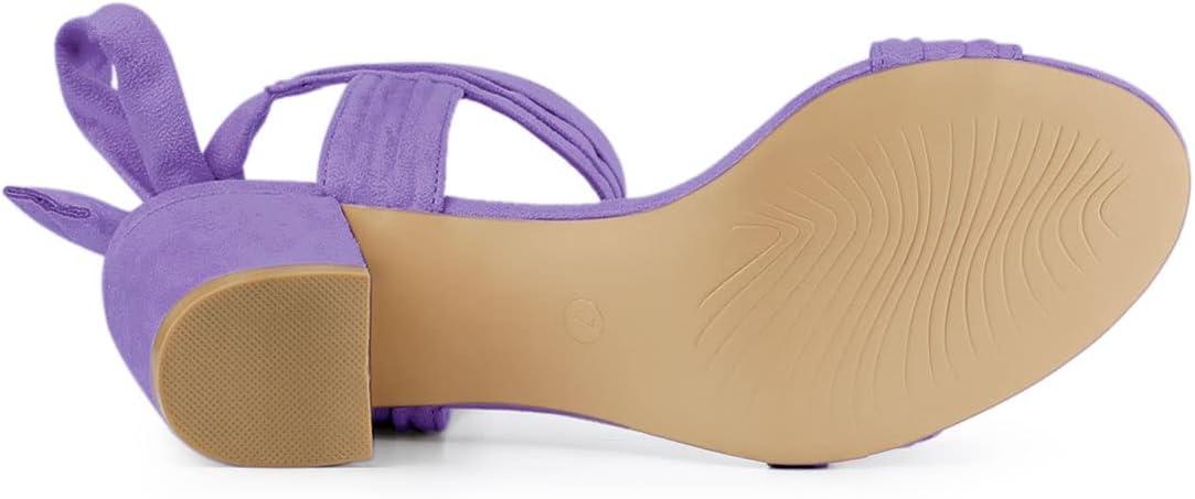 imageAllegra K Womens Open Toe Ankle Tie Back Block Heels SandalsPurple