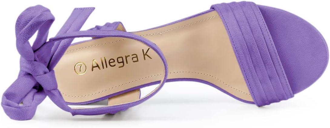 imageAllegra K Womens Open Toe Ankle Tie Back Block Heels SandalsPurple
