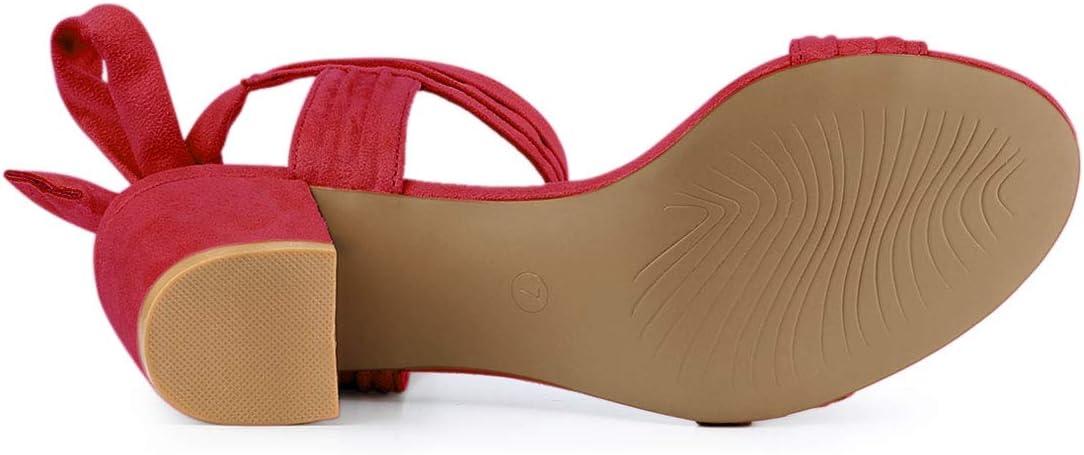 imageAllegra K Womens Open Toe Ankle Tie Back Block Heels SandalsRed