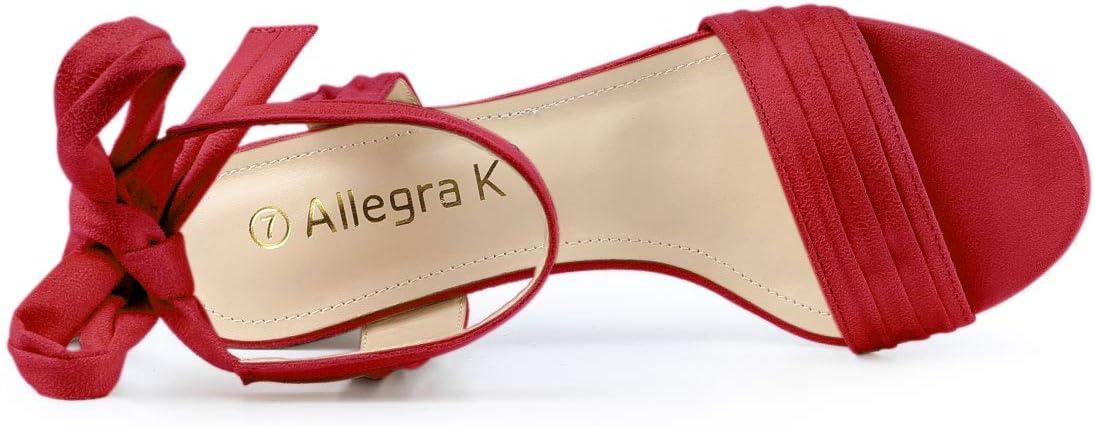 imageAllegra K Womens Open Toe Ankle Tie Back Block Heels SandalsRed