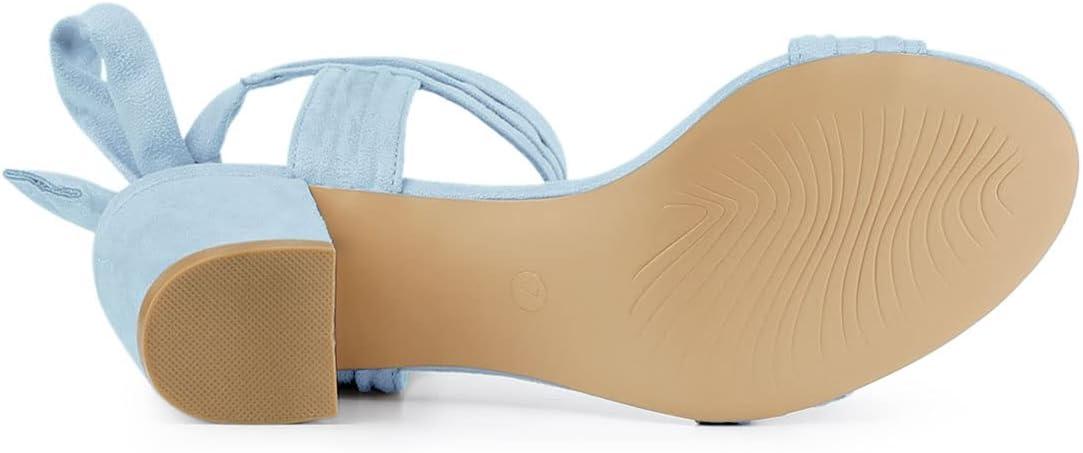 imageAllegra K Womens Open Toe Ankle Tie Back Block Heels SandalsSky Blue