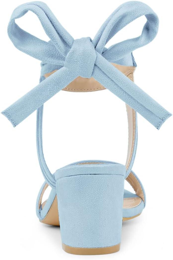 imageAllegra K Womens Open Toe Ankle Tie Back Block Heels SandalsSky Blue