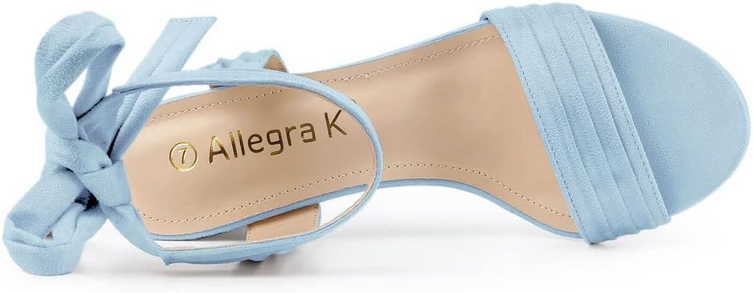 imageAllegra K Womens Open Toe Ankle Tie Back Block Heels SandalsSky Blue