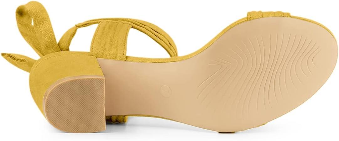 imageAllegra K Womens Open Toe Ankle Tie Back Block Heels SandalsYellow