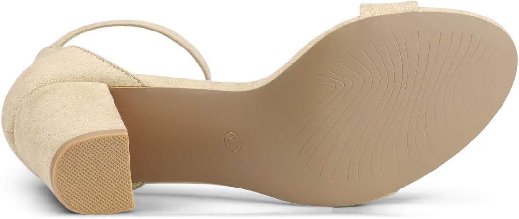 imageAllegra K Womens Open Toe High Chunky Heel Buckle Ankle Strap SandalsBeige