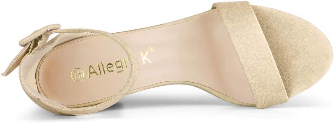imageAllegra K Womens Open Toe High Chunky Heel Buckle Ankle Strap SandalsBeige