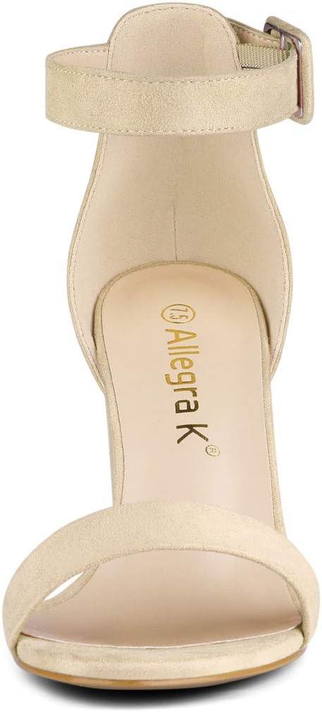 imageAllegra K Womens Open Toe High Chunky Heel Buckle Ankle Strap SandalsBeige