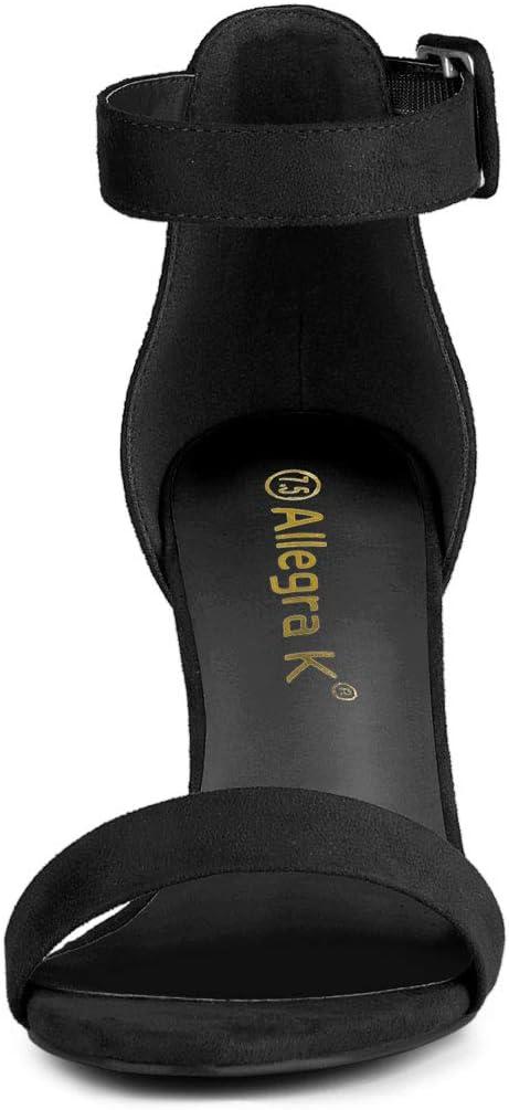 imageAllegra K Womens Open Toe High Chunky Heel Buckle Ankle Strap SandalsBlack