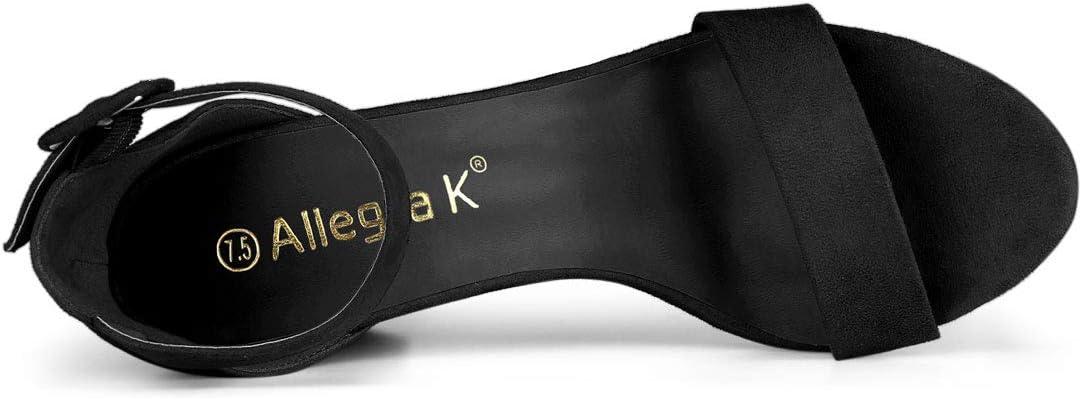 imageAllegra K Womens Open Toe High Chunky Heel Buckle Ankle Strap SandalsBlack