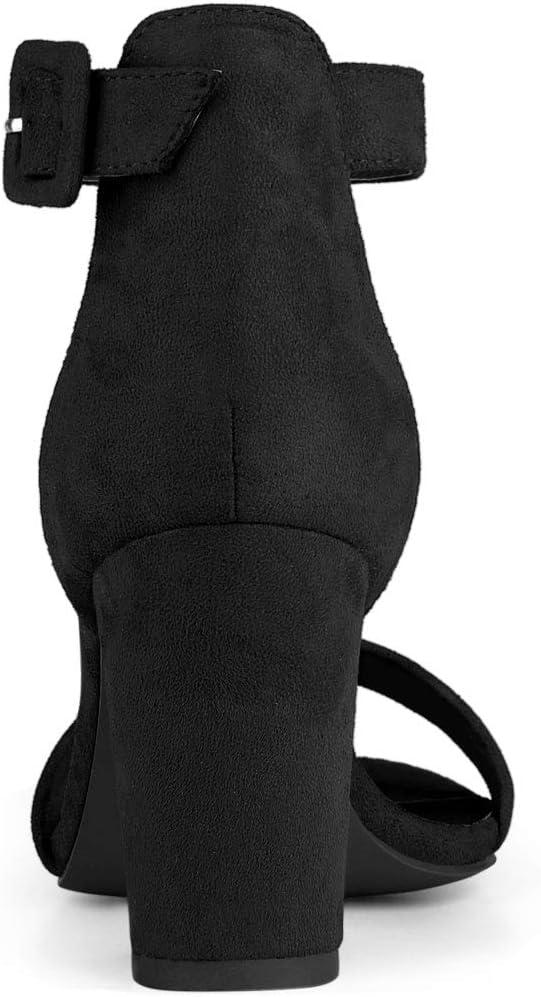 imageAllegra K Womens Open Toe High Chunky Heel Buckle Ankle Strap SandalsBlack
