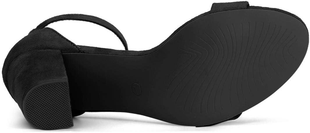 imageAllegra K Womens Open Toe High Chunky Heel Buckle Ankle Strap SandalsBlack