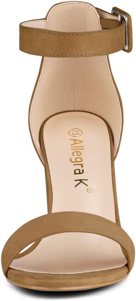 imageAllegra K Womens Open Toe High Chunky Heel Buckle Ankle Strap SandalsBrown