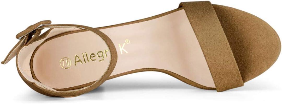 imageAllegra K Womens Open Toe High Chunky Heel Buckle Ankle Strap SandalsBrown