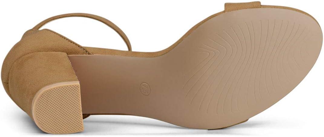 imageAllegra K Womens Open Toe High Chunky Heel Buckle Ankle Strap SandalsBrown