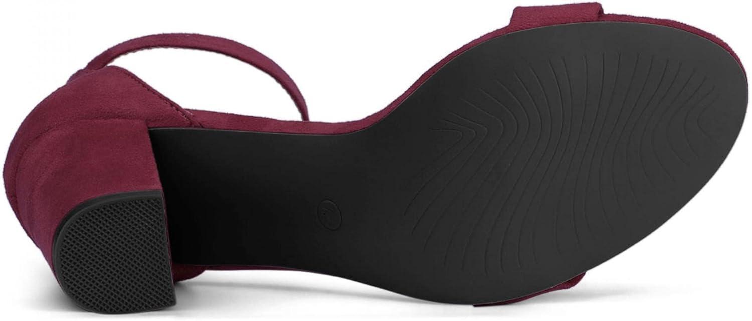 imageAllegra K Womens Open Toe High Chunky Heel Buckle Ankle Strap SandalsBurgundy