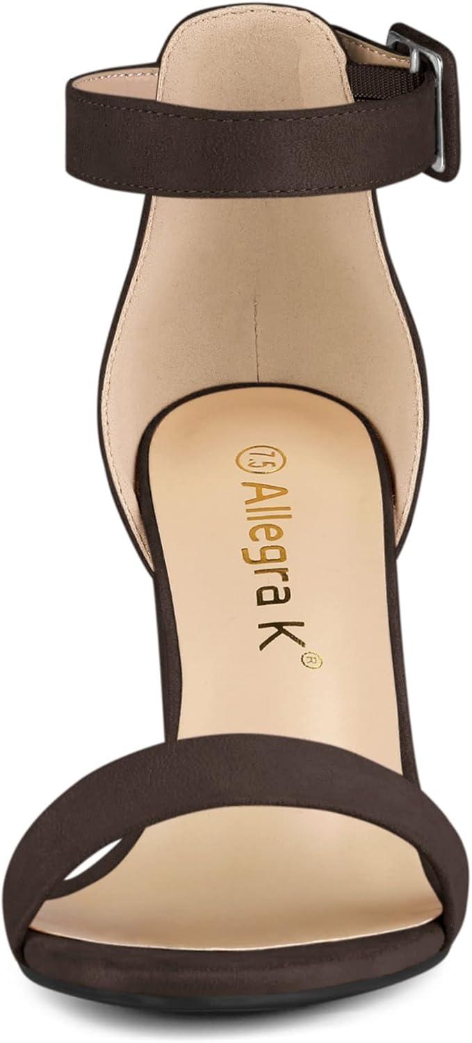 imageAllegra K Womens Open Toe High Chunky Heel Buckle Ankle Strap SandalsCoffee