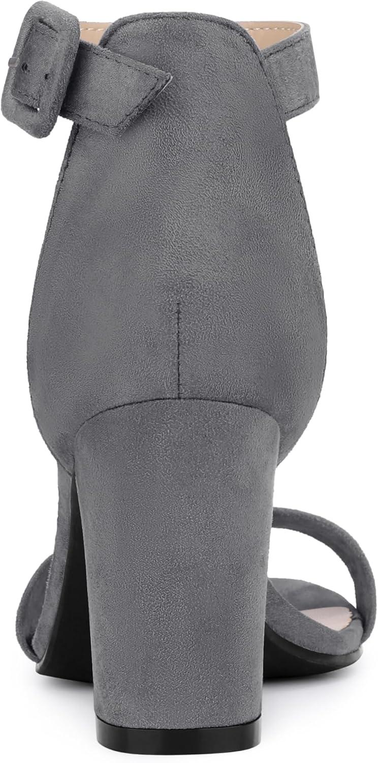 imageAllegra K Womens Open Toe High Chunky Heel Buckle Ankle Strap SandalsDeep Grey
