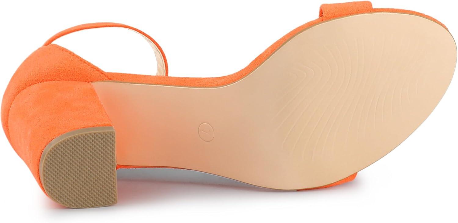 imageAllegra K Womens Open Toe High Chunky Heel Buckle Ankle Strap SandalsFluorescent Orange