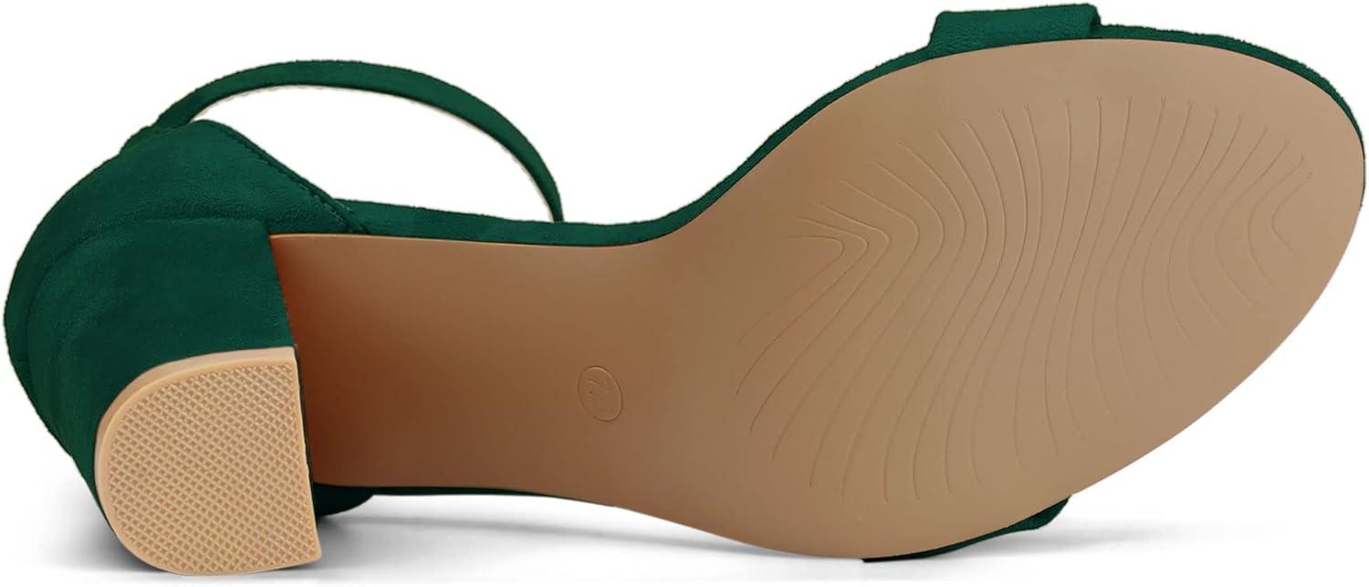imageAllegra K Womens Open Toe High Chunky Heel Buckle Ankle Strap SandalsGreen