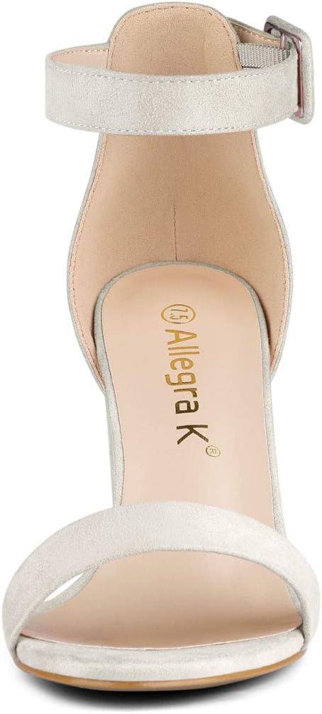 imageAllegra K Womens Open Toe High Chunky Heel Buckle Ankle Strap SandalsGrey