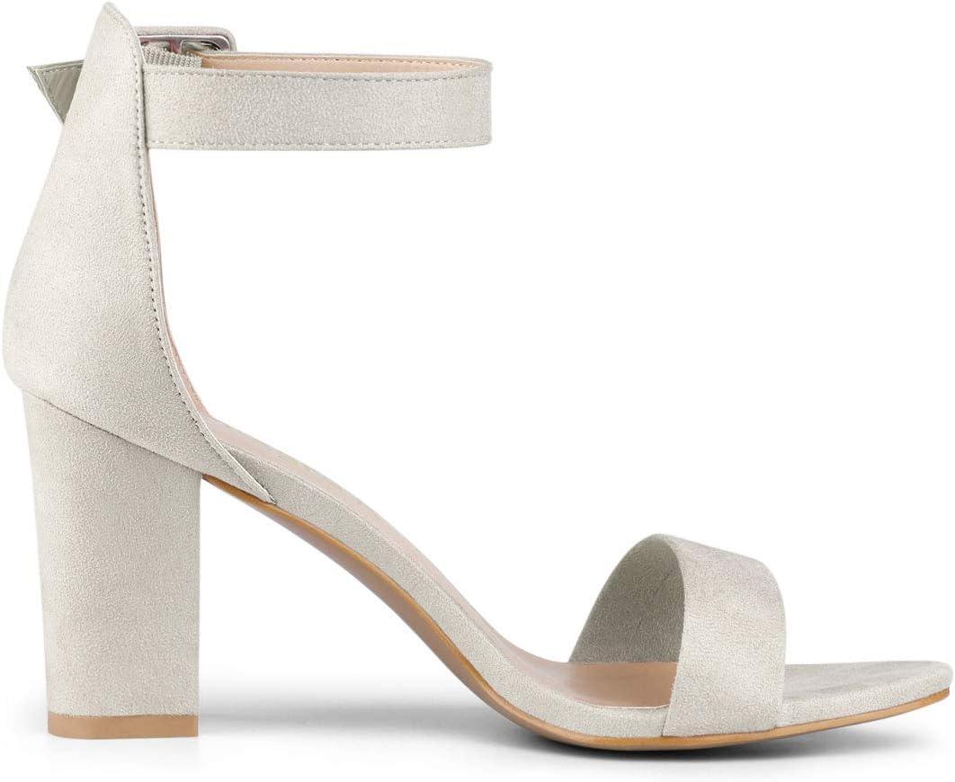 imageAllegra K Womens Open Toe High Chunky Heel Buckle Ankle Strap SandalsGrey