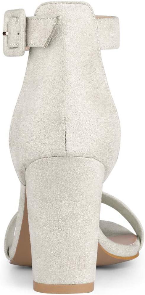 imageAllegra K Womens Open Toe High Chunky Heel Buckle Ankle Strap SandalsGrey